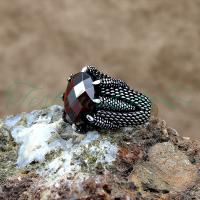 925 Ayar Gümüş Pençeli Kırmızı Zirkon Taşlı Erkek Yüzük