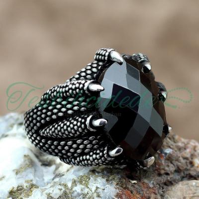 925 Ayar Gümüş Pençeli Zirkon Taşlı Erkek Yüzük