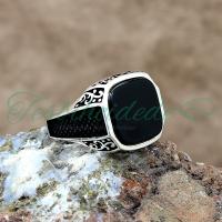 925 Ayar Gümüş Tasarım Oniks Taşlı Erkek Yüzük