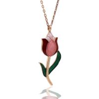 925 Ayar Gümüş Mineli Lale Hayalet Kolye