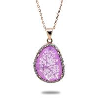 925 Ayar Gümüş Mor Damarlı Cam Taş Kolye