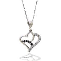 925 Ayar Gümüş Zirkon Taşlı Kalpli Kolye