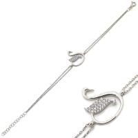 925 Ayar Gümüş Zirkon Taşlı Kuğu Bileklik