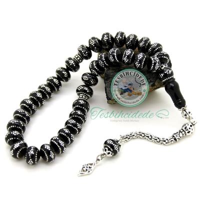 Çember Arası Baklava İşlemeli Erzurum Oltu Taşı Tesbih