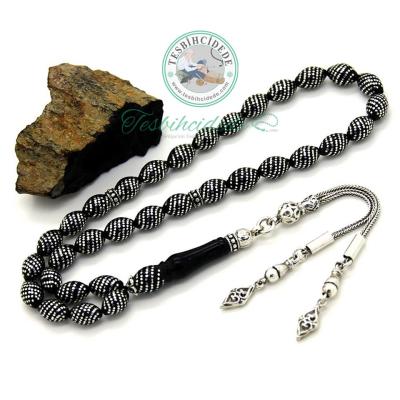 Çeşm-İ Bülbül İşlemeli Erzurum Oltu Taşı Tesbih