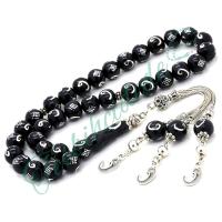 Gümüş Vav İşlemeli Erzurum Oltu Taşı Tesbih