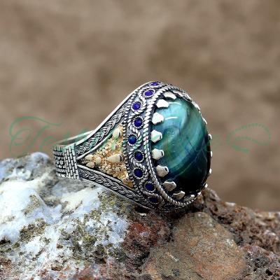 Labradorit Taşlı Gümüş Erkek Yüzük