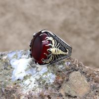 Lal Taşlı Akrep Gümüş Erkek Yüzük