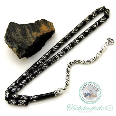 Tek Zigzag Ve Baklava İşlemeli Kesme Model Erzurum Oltu Taşı Tesbih