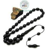 Büyük Boy Sistemli Sade Erzurum Oltu Taşı Tesbih (9.5X13 mm)