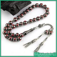 Gümüş Yarma Ve Mercan İşlemeli Erzurum Oltu Taşı Tesbih