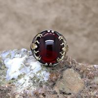 Lal Taşlı Akrep Gümüş Erkek Yüzük