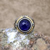 Mavi Zirkon Taşlı Çift Başlı Kartal Gümüş Erkek Yüzük