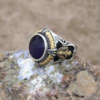 Mavi Zirkon Taşlı Çift Başlı Kartal Gümüş Erkek Yüzük