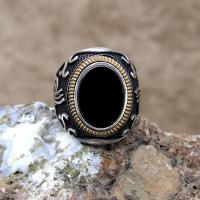 Oniks Taşlı Osmanlı Tuğralı Gümüş Erkek Yüzük