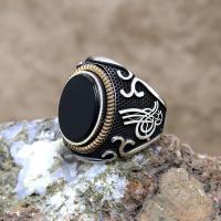 Oniks Taşlı Osmanlı Tuğralı Gümüş Erkek Yüzük