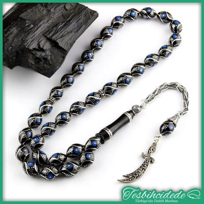 Zülfikar Tasarım Çeşm-İ Bülbül Ve Mine İşlemeli Erzurum Oltu Taşı Tesbih